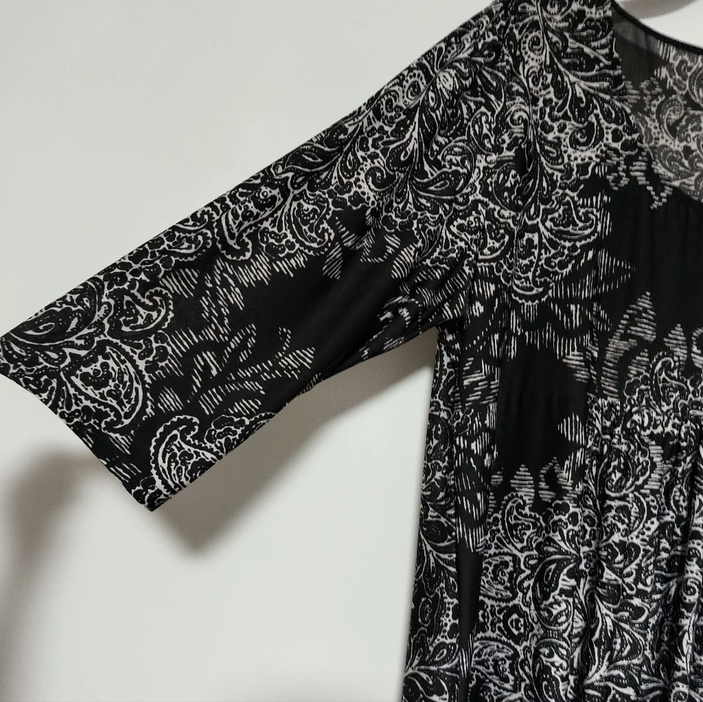 [5x$20] Black Beige Patterned Dress / 2X - Picture 3 of 7